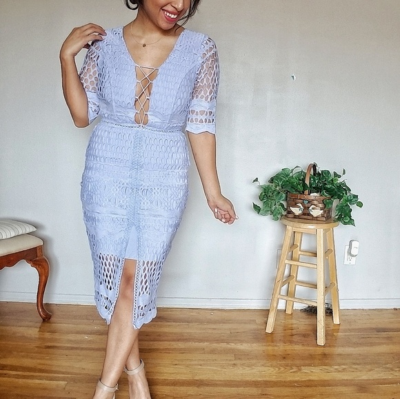 LAST 1| HEAVENLY BLUES CROCHET MIDI DRESS - Picture 7 of 8